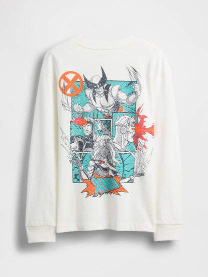 Beyaz Marvel Relaxed Grafik T-shirt