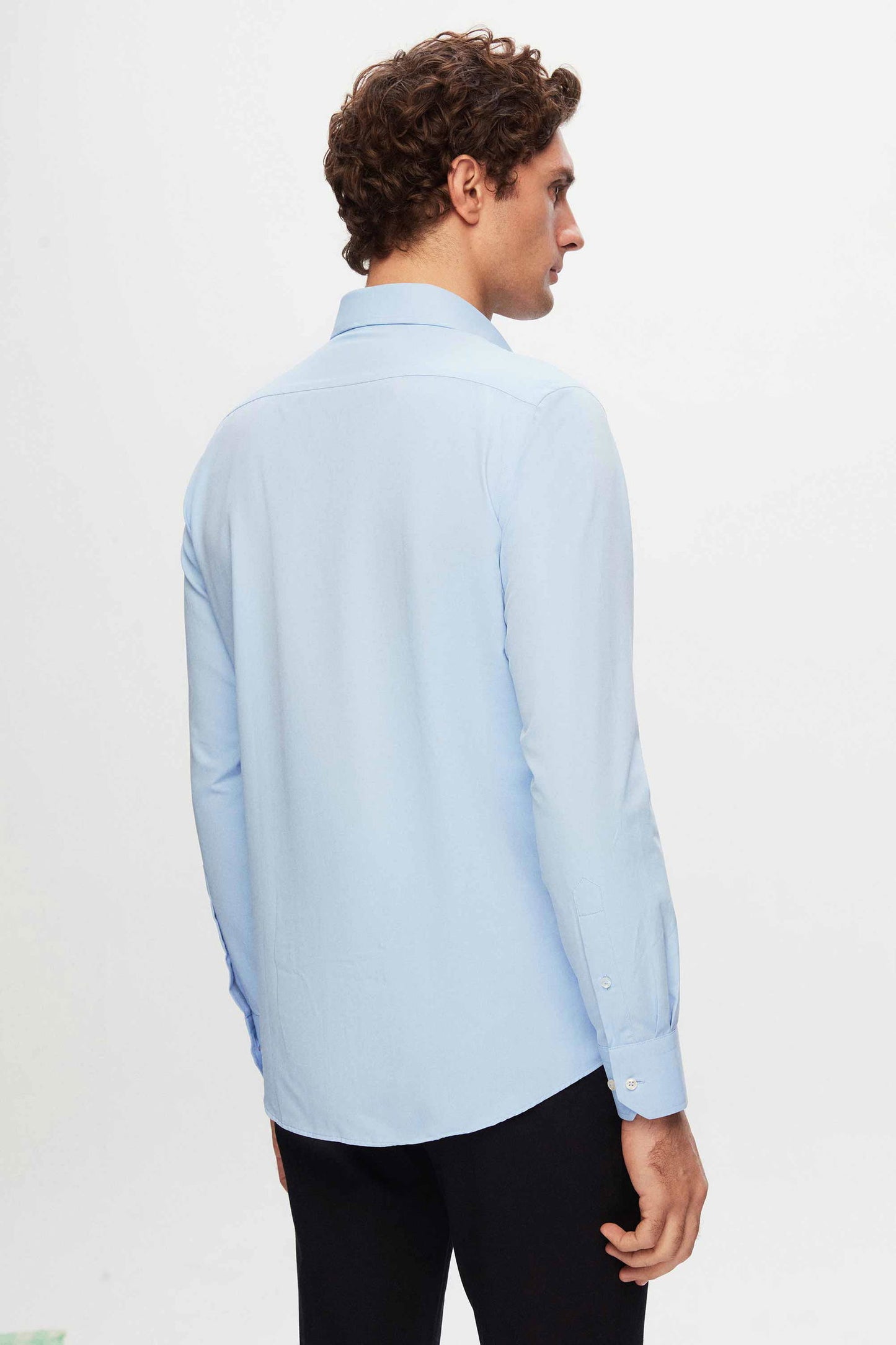 Ds Damat Slim Fit Mavi Düz Gömlek