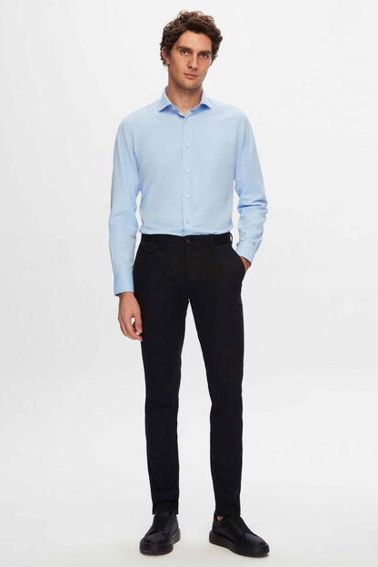 Ds Damat Slim Fit Mavi Düz Gömlek