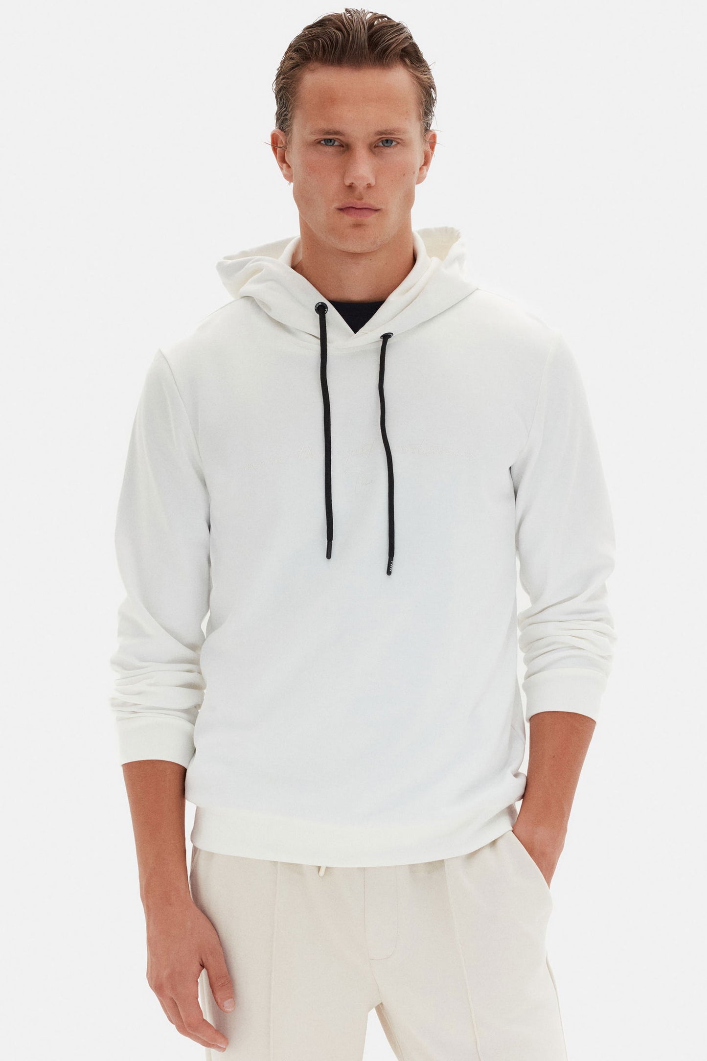 Twn Slim Fit Ekru Düz Sweatshirt