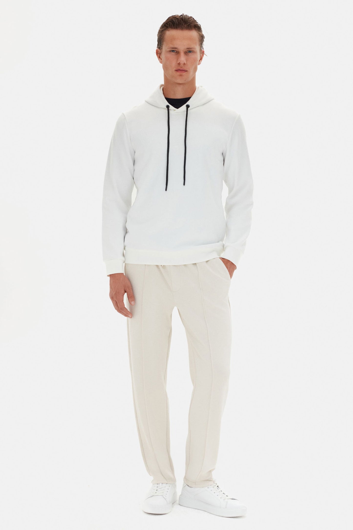 Twn Slim Fit Ekru Düz Sweatshirt