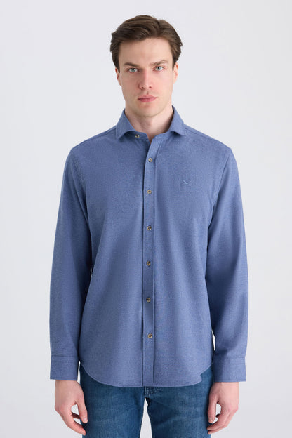 Ds Damat Comfort Indigo Gabardin Gömlek