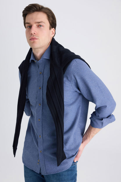 Ds Damat Comfort Indigo Gabardin Gömlek