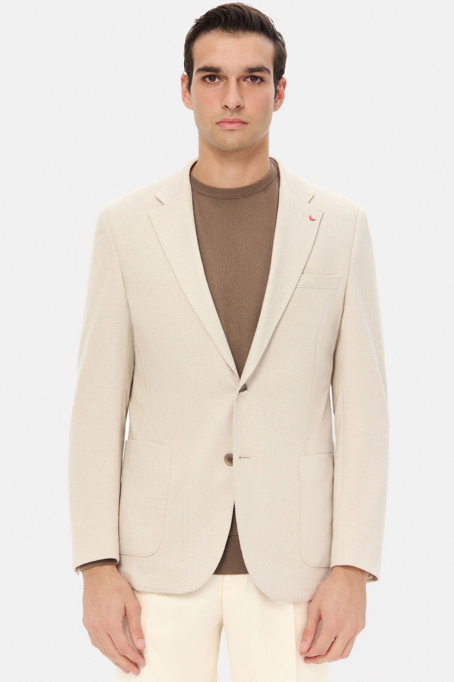 Ds Damat Slim Fit Vizon Balıksırtı Kumaş Ceket