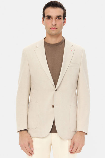 Ds Damat Slim Fit Vizon Balıksırtı Kumaş Ceket