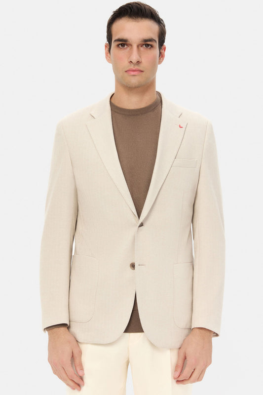 Ds Damat Slim Fit Vizon Balıksırtı Kumaş Ceket