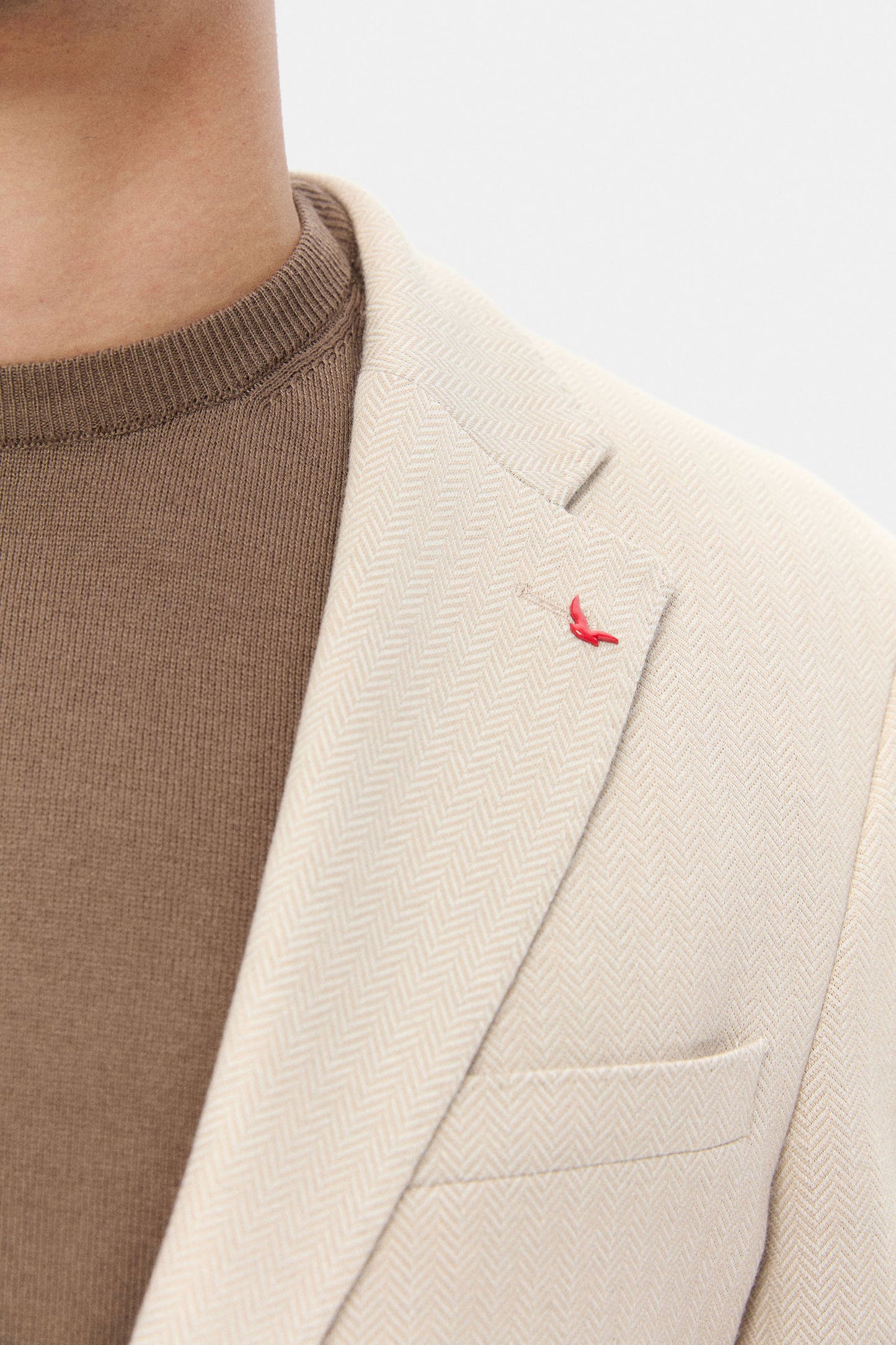 Ds Damat Slim Fit Vizon Balıksırtı Kumaş Ceket