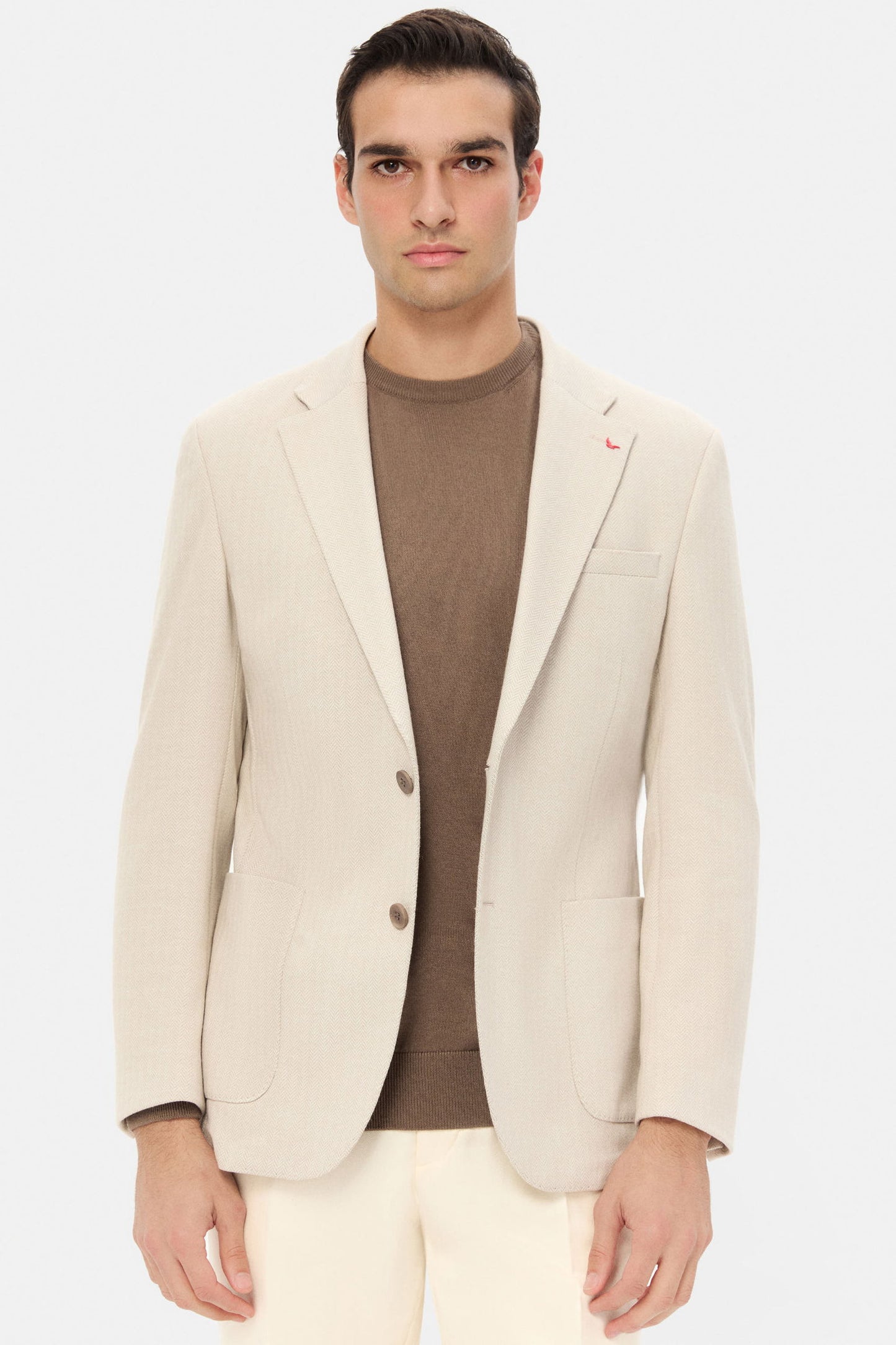 Ds Damat Slim Fit Vizon Balıksırtı Kumaş Ceket