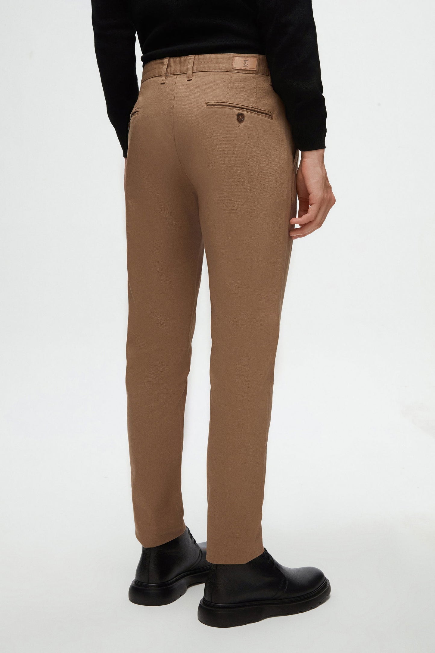 Twn Slim Fit Koyu Bej Armürlü Chino Pantolon