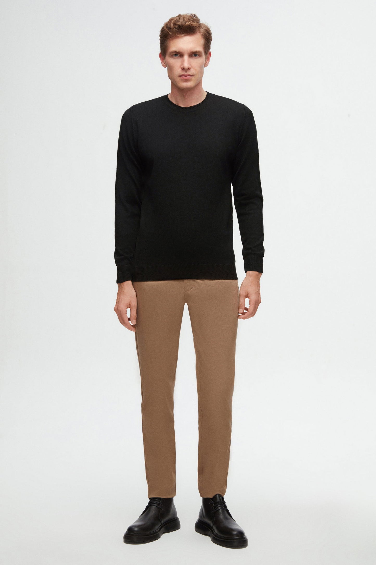 Twn Slim Fit Koyu Bej Armürlü Chino Pantolon