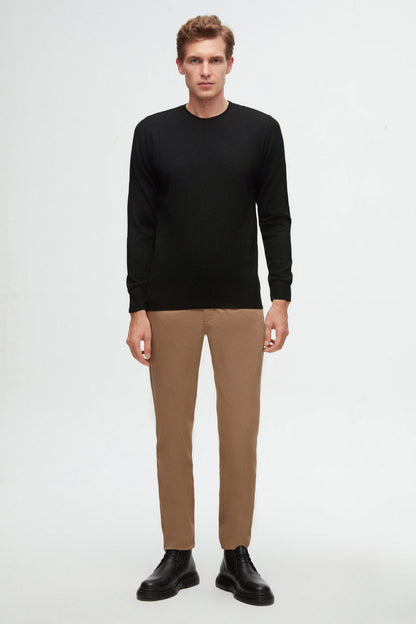 Twn Slim Fit Koyu Bej Armürlü Chino Pantolon