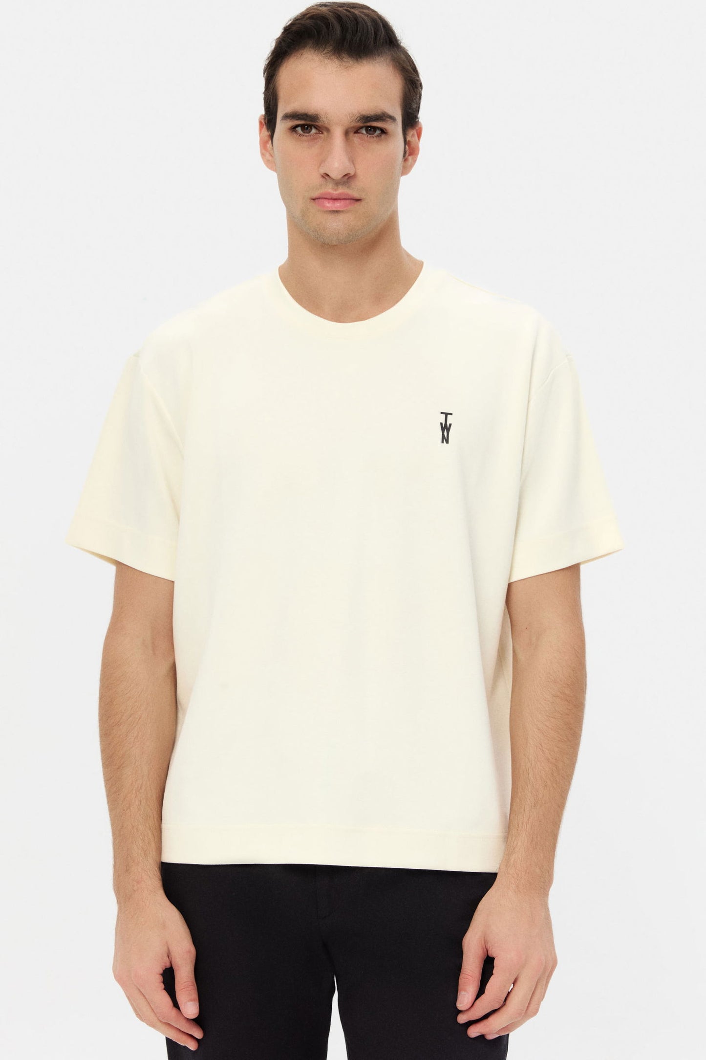 Twn Relaxed Fit Ekru Düz T-shirt