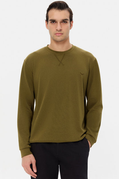 Ds Damat Regular Fit Haki Düz Sweatshirt