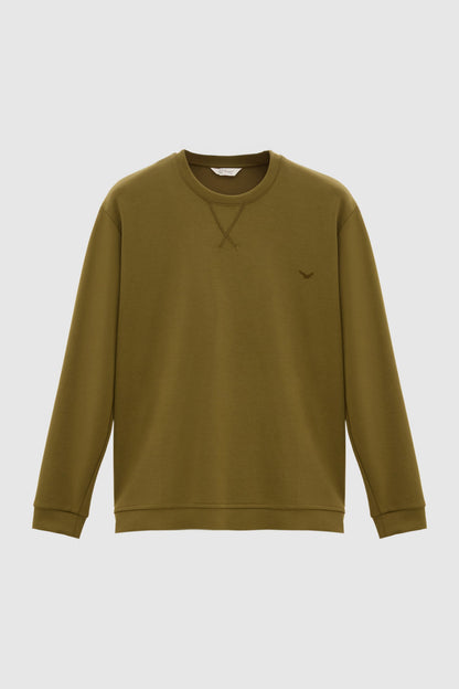 Ds Damat Regular Fit Haki Düz Sweatshirt