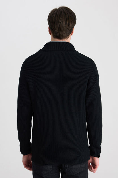 Ds Damat Regular Fit Siyah Selanik Örgü Kazak