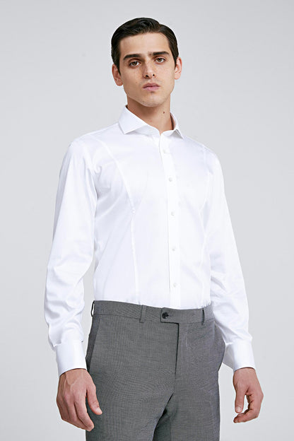 Ds Damat Slim Fit Beyaz Düz Gömlek