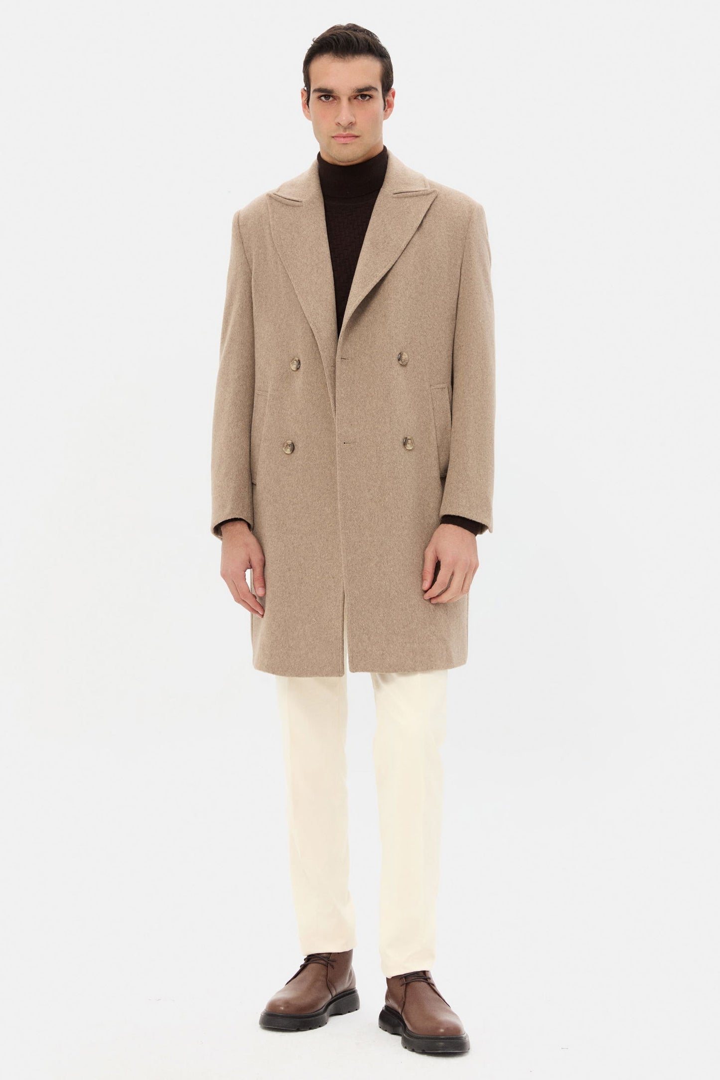 Twn Slim Fit Vizon Düz Palto
