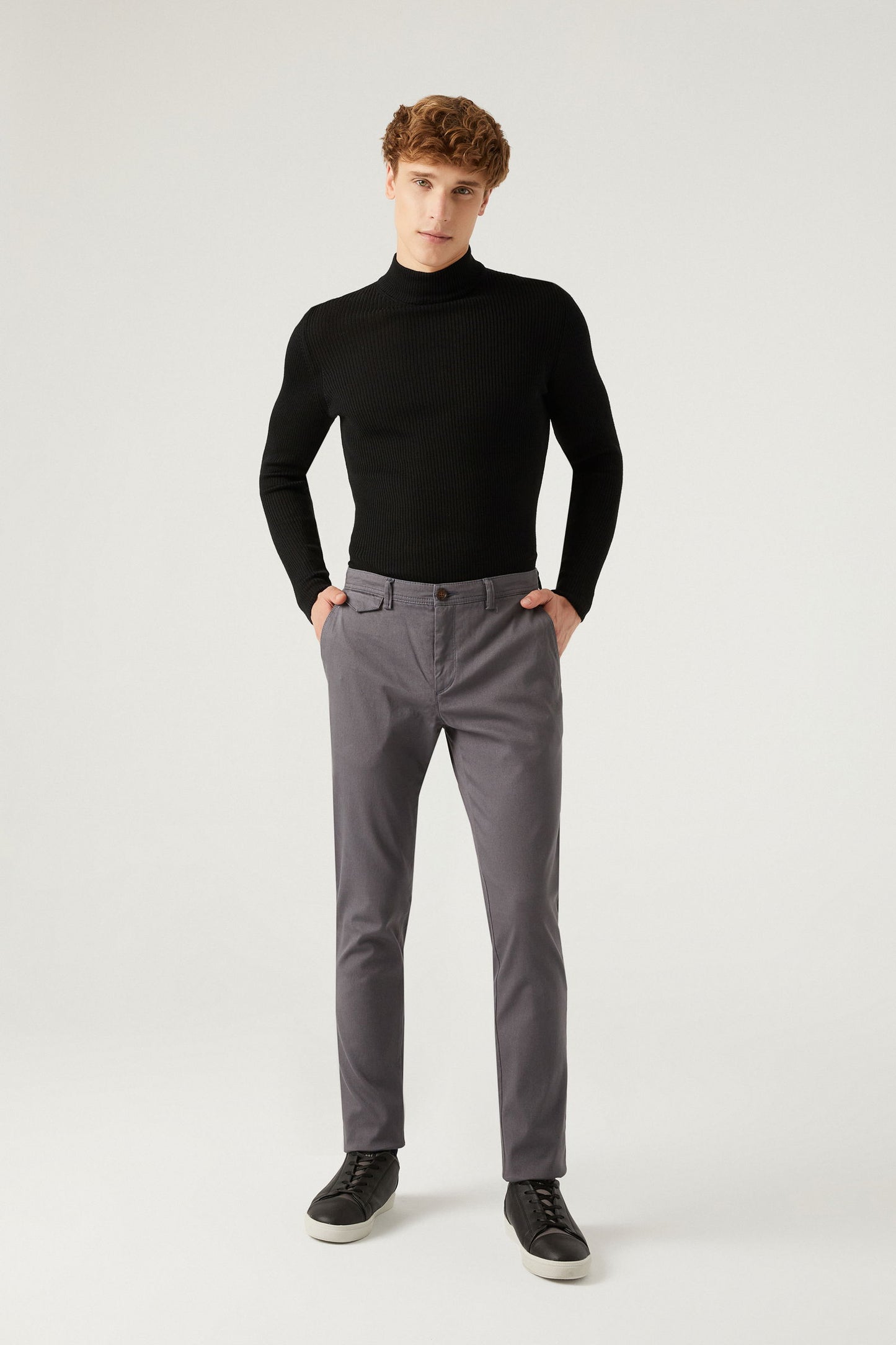 Twn Slim Fit Antrasit Armürlü Chino Pantolon
