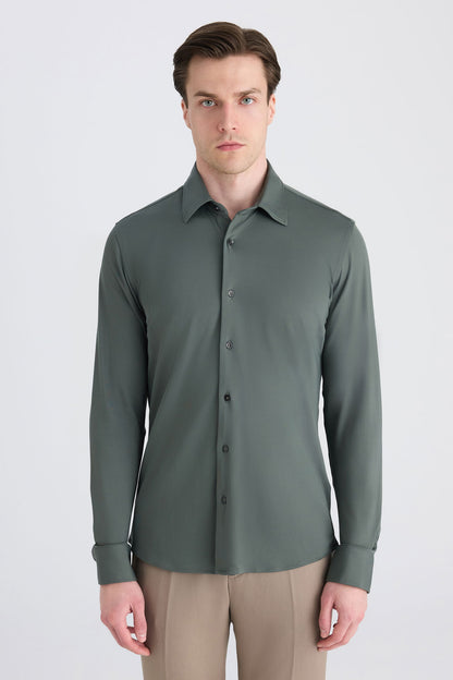 Twn Slim Fit Haki Örme Gömlek