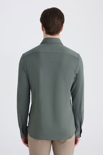 Twn Slim Fit Haki Örme Gömlek