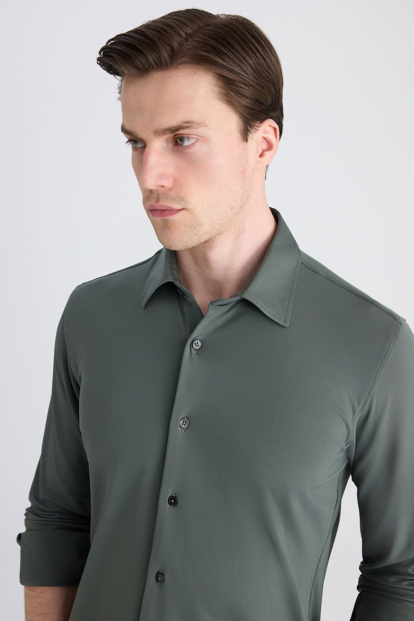 Twn Slim Fit Haki Örme Gömlek