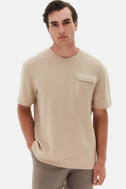 Twn Relaxed Fit Bej Düz T-shirt