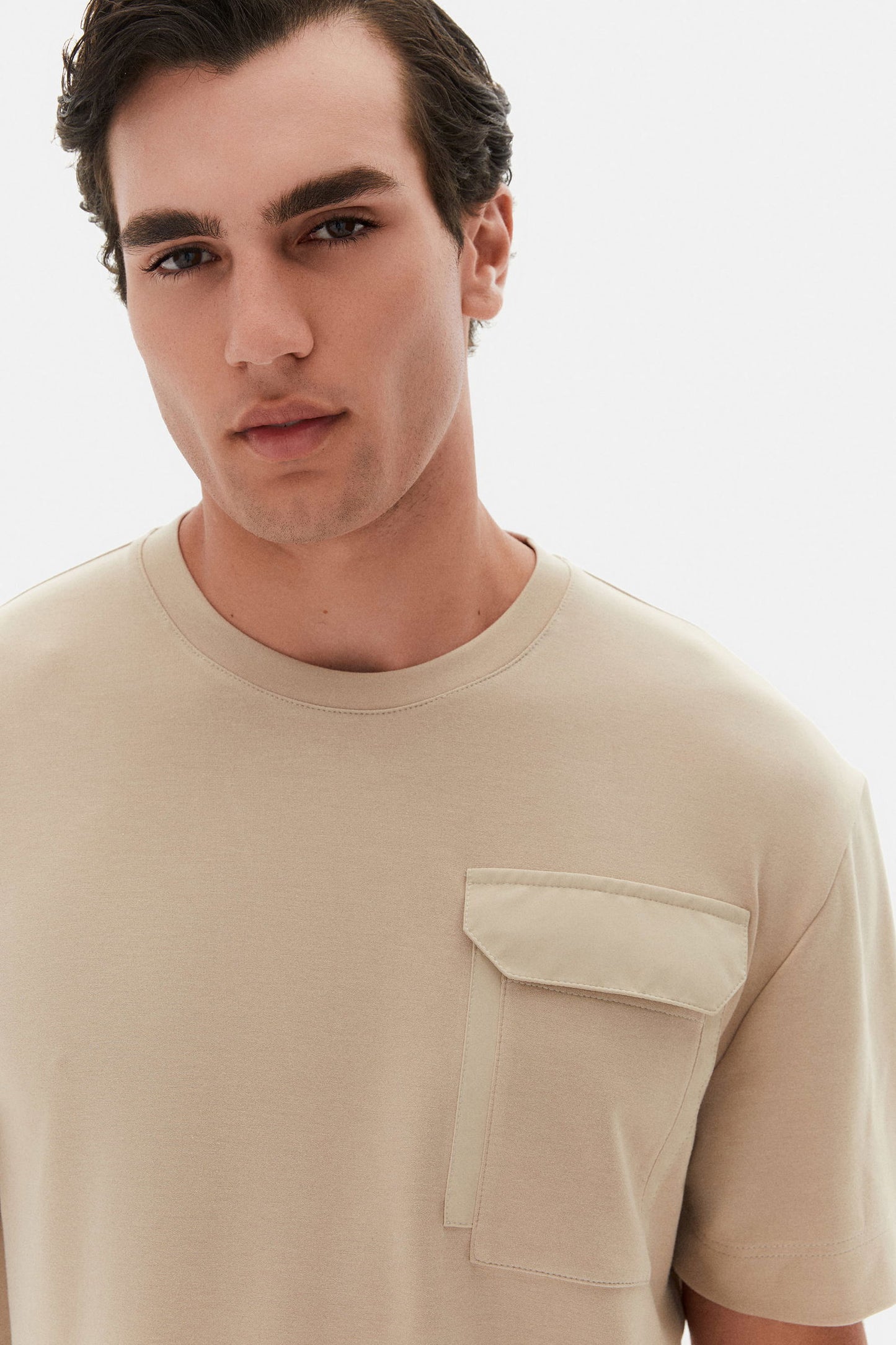 Twn Relaxed Fit Bej Düz T-shirt