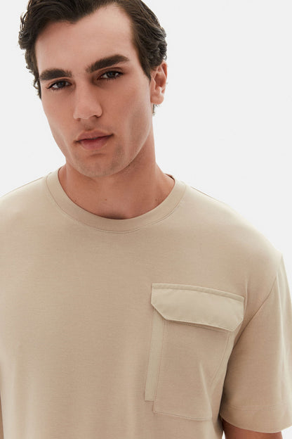 Twn Relaxed Fit Bej Düz T-shirt