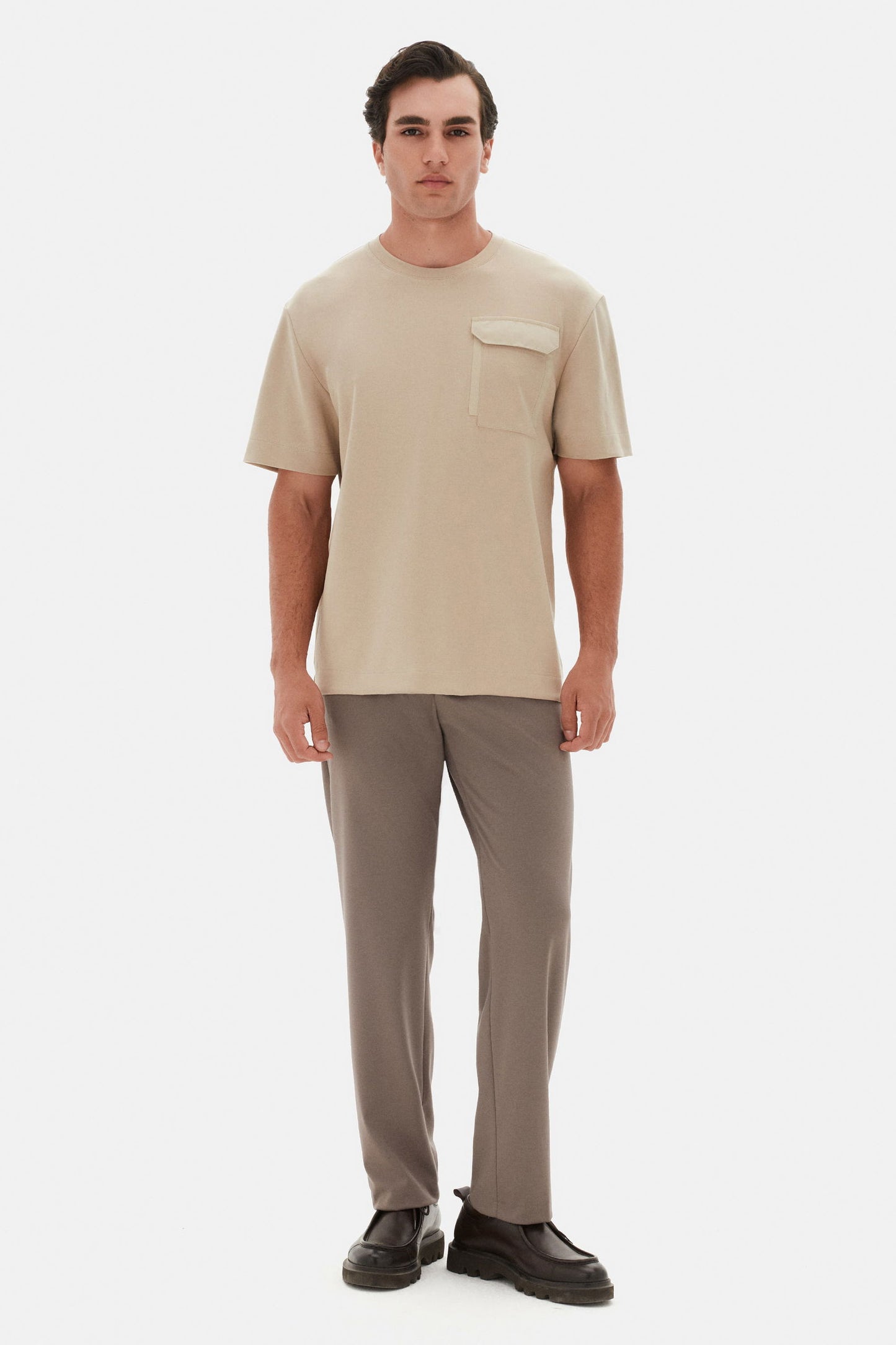 Twn Relaxed Fit Bej Düz T-shirt