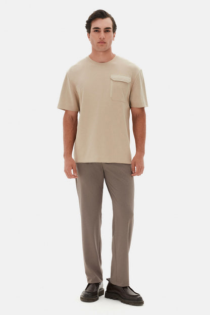 Twn Relaxed Fit Bej Düz T-shirt
