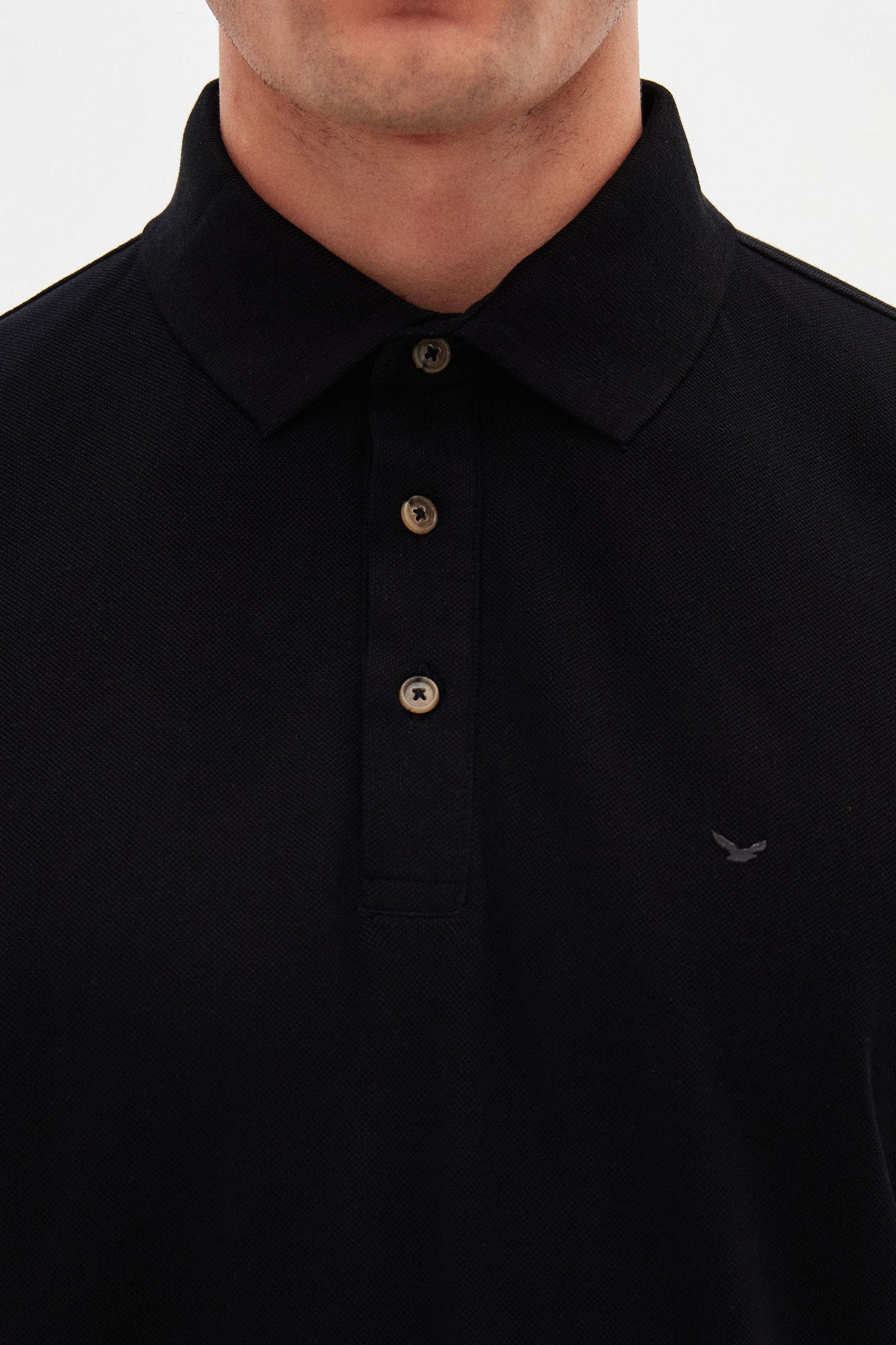 Ds Damat Regular Fit Siyah Pike Dokulu %100 Pamuk Polo Tişört