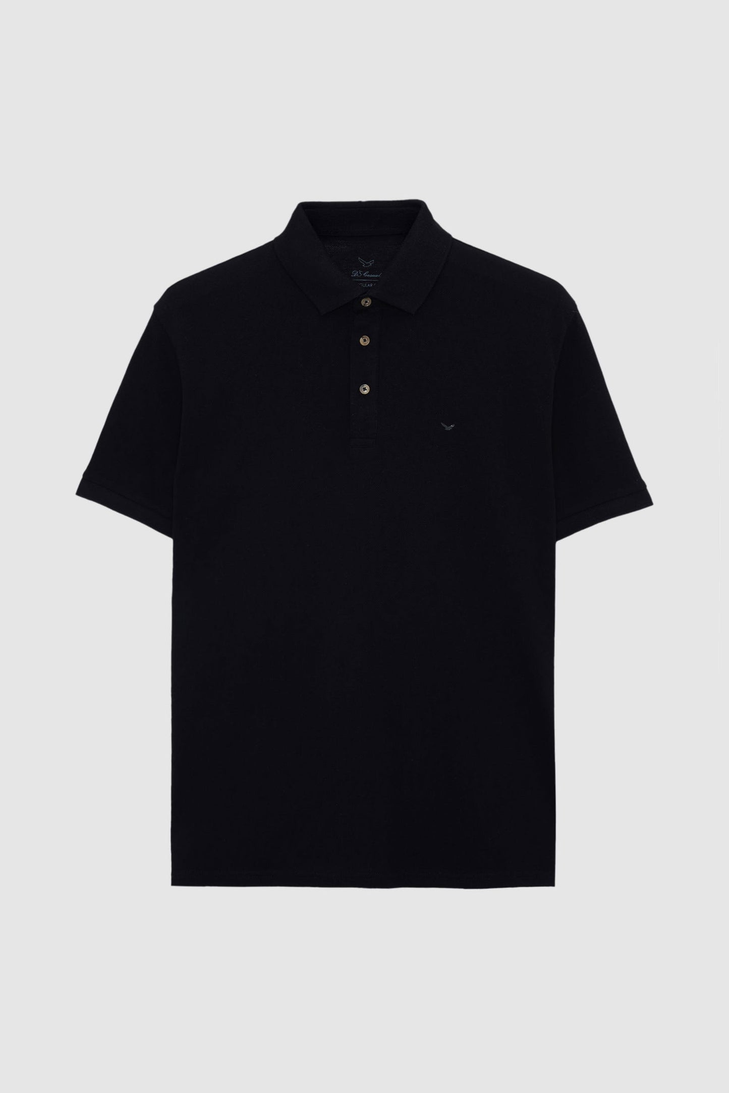 Ds Damat Regular Fit Siyah Pike Dokulu %100 Pamuk Polo Tişört
