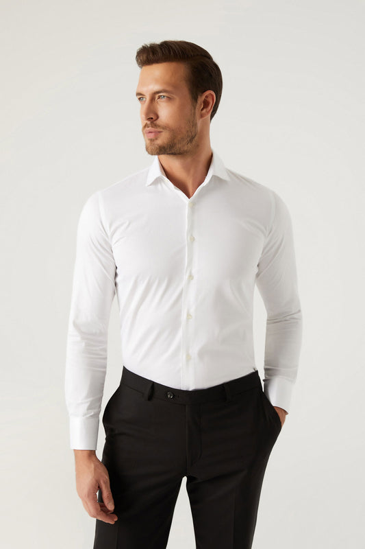 Ds Damat Slim Fit Beyaz Düz Gömlek