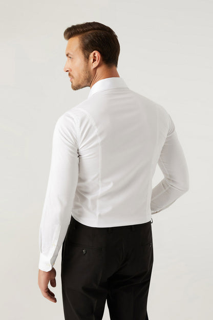 Ds Damat Slim Fit Beyaz Düz Gömlek