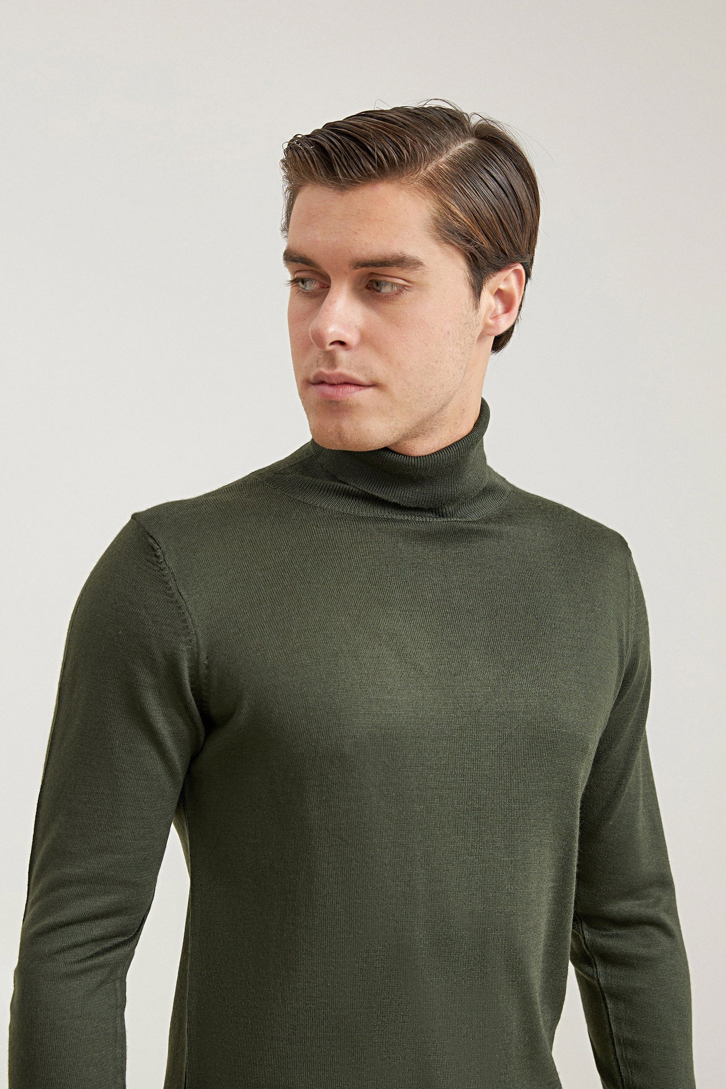 Ds Damat Regular Fit Haki Düz Örgü Kazak