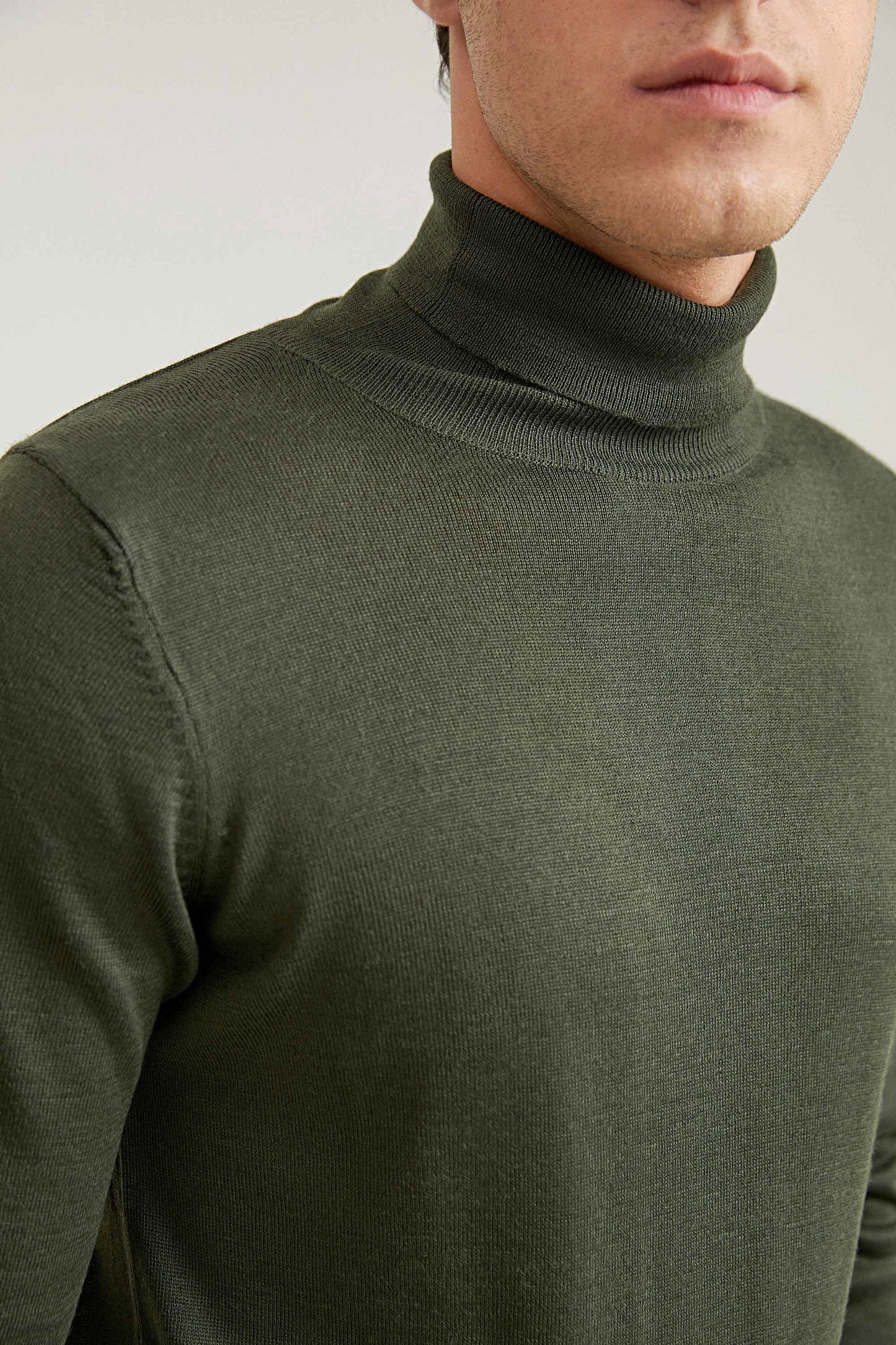 Ds Damat Regular Fit Haki Düz Örgü Kazak