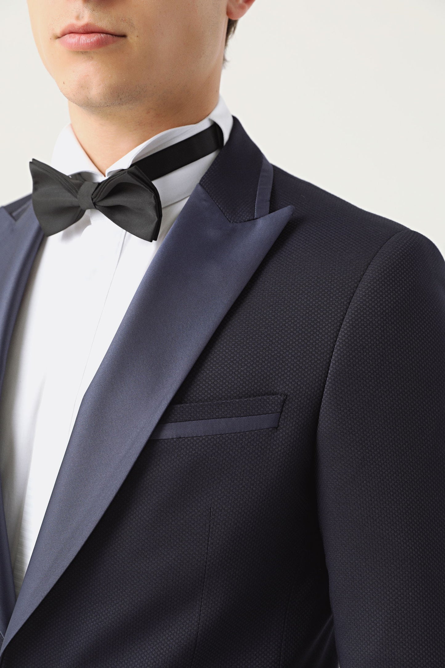 Ds Damat Slim Fit Lacivert Armürlü Damatlık & Smokin Takim Elbise