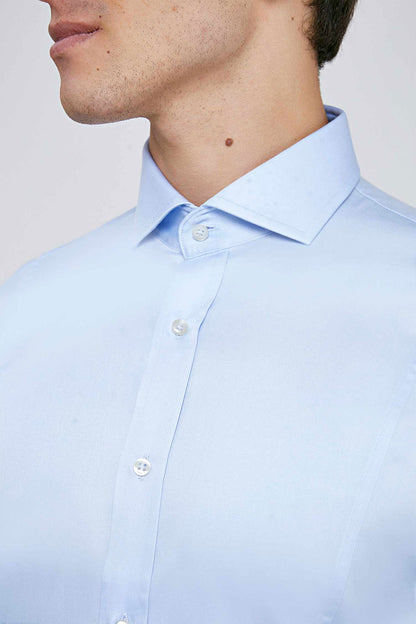 Ds Damat Slim Fit Mavi Düz Gömlek
