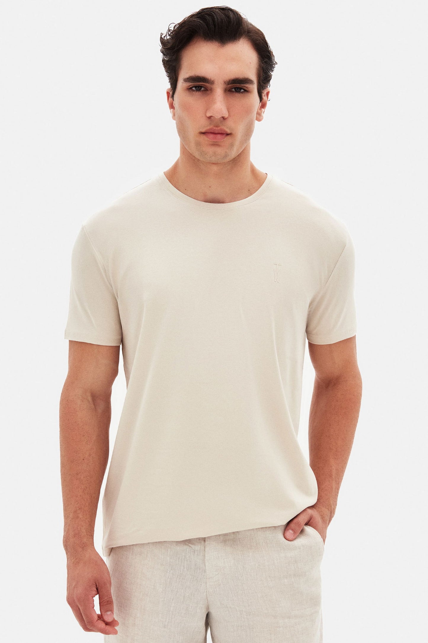 Twn Slim Fit Taş Düz Kabartma Baskılı T-shirt