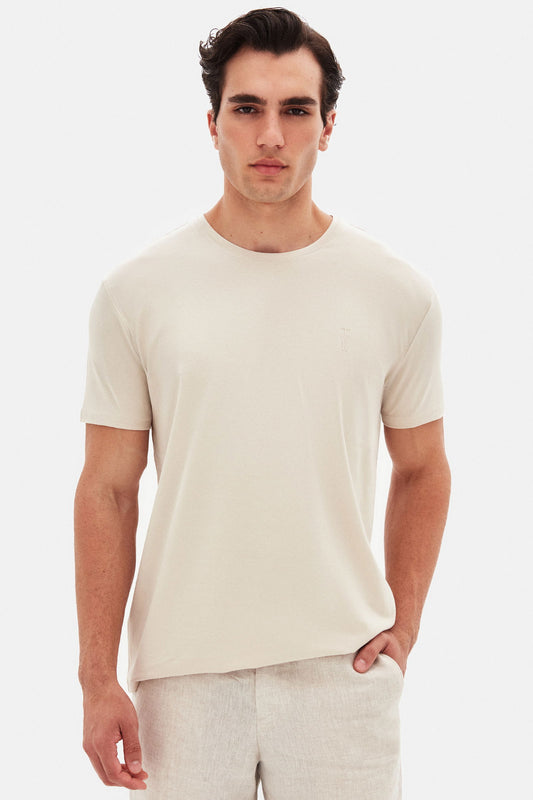 Twn Slim Fit Taş Düz Kabartma Baskılı T-shirt