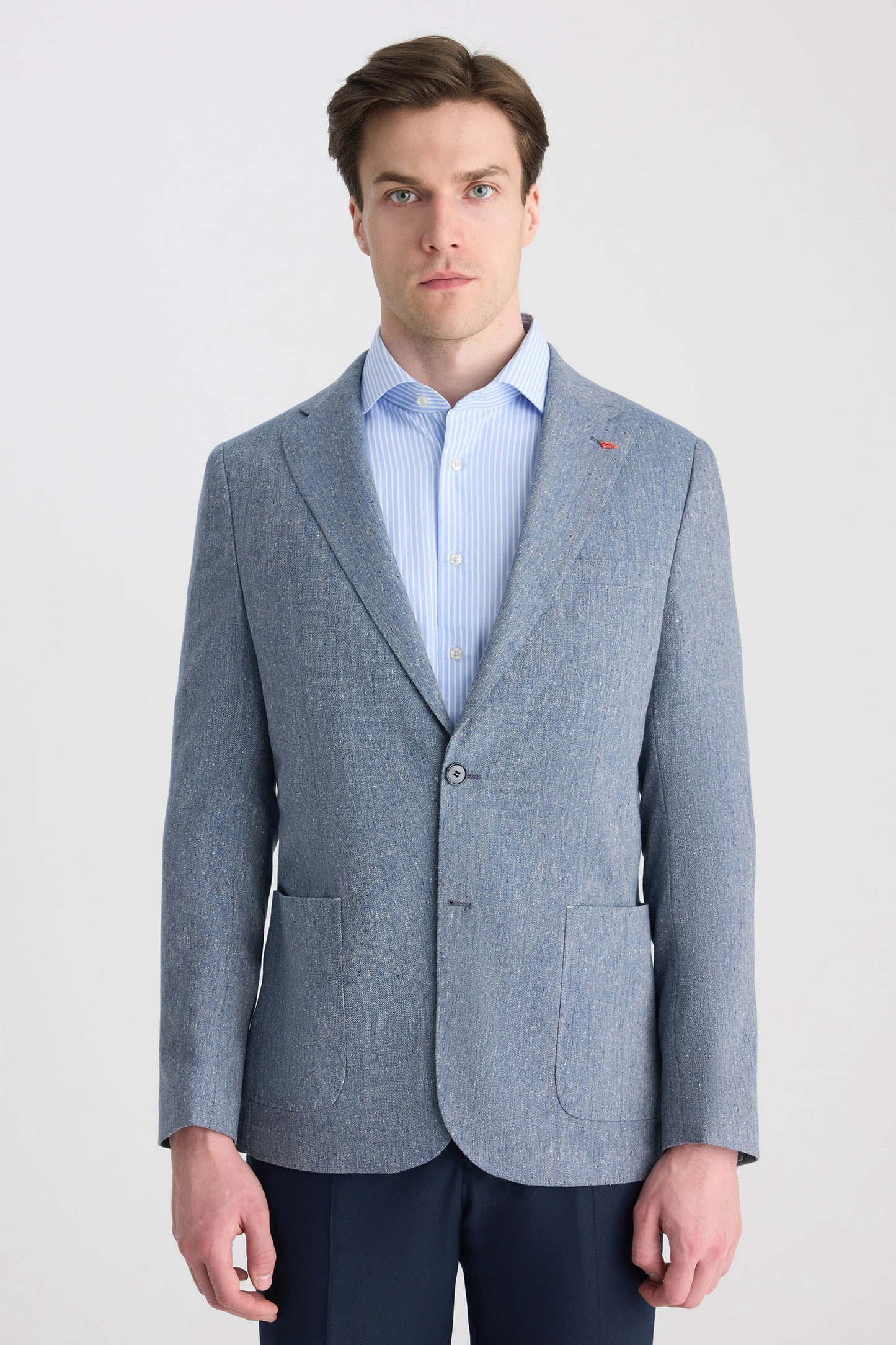 Twn Slim Fit Lacivert Armürlü Kumaş Ceket