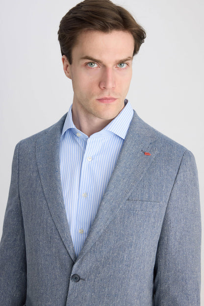 Twn Slim Fit Lacivert Armürlü Kumaş Ceket