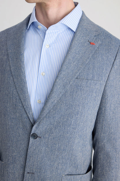 Twn Slim Fit Lacivert Armürlü Kumaş Ceket