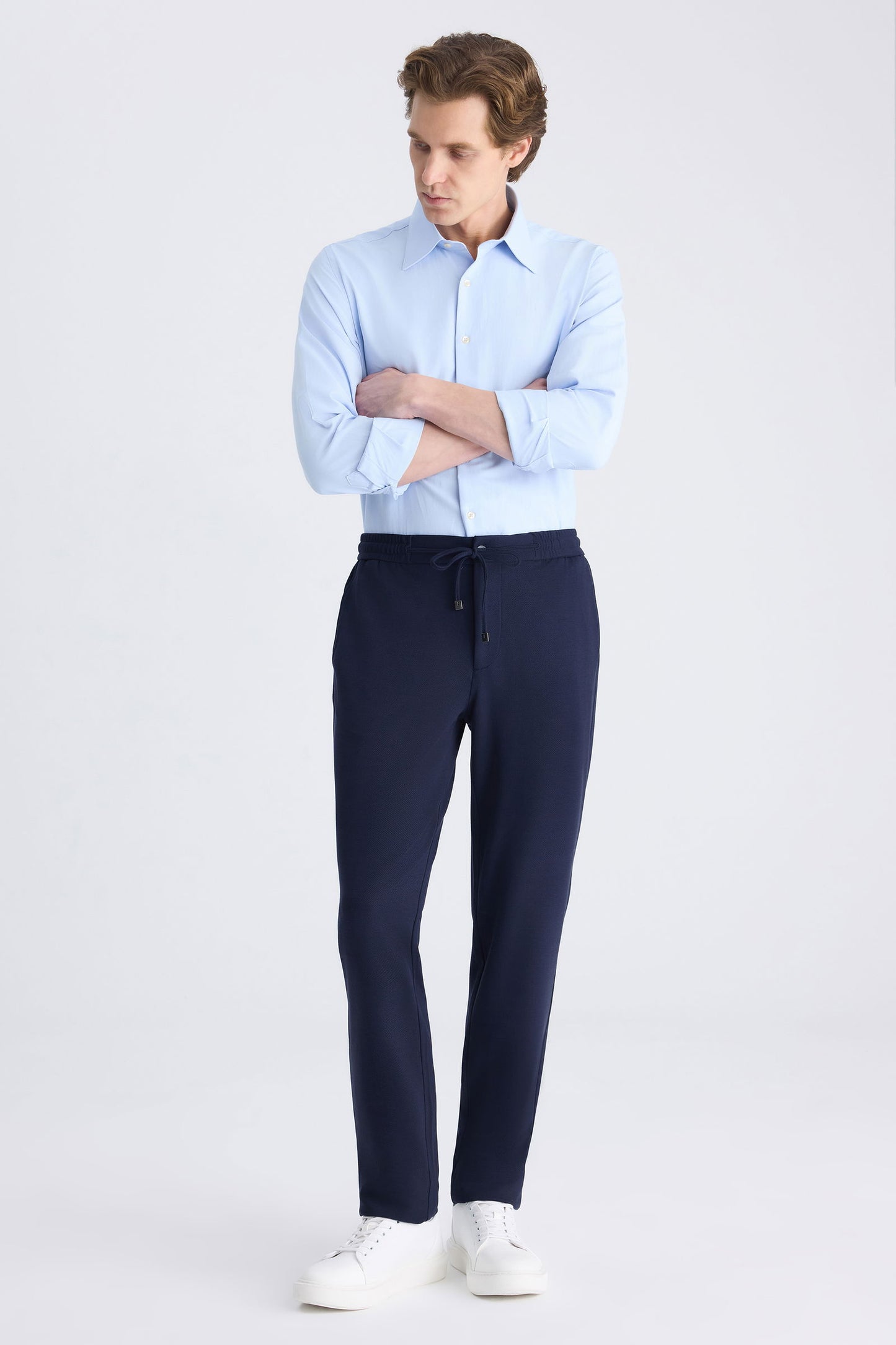 Ds Damat Slim Fit Lacivert Armürlü Jogger Pantolon