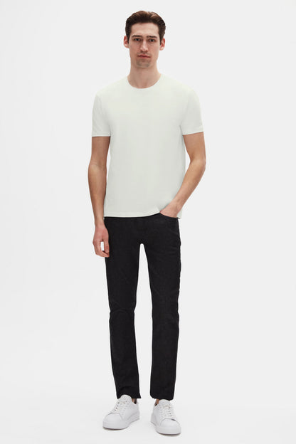 Twn Slim Fit Ekru Düz Kabartma Baskılı T-shirt
