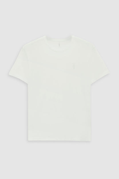 Twn Slim Fit Ekru Düz Kabartma Baskılı T-shirt