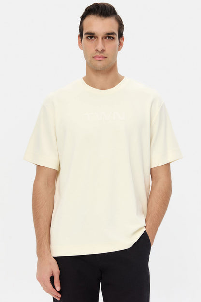 Twn Relaxed Fit Ekru Düz T-shirt
