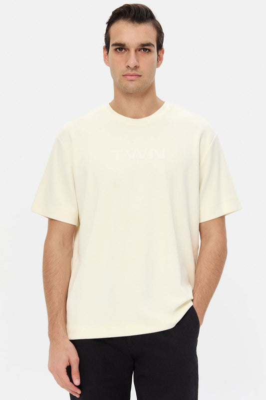 Twn Relaxed Fit Ekru Düz T-shirt