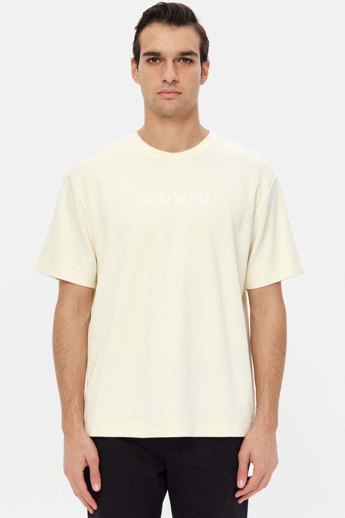 Twn Relaxed Fit Ekru Düz T-shirt