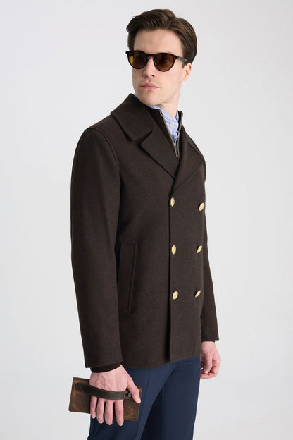 Ds Damat Slim Fit Kahverengi Diyogonal Palto